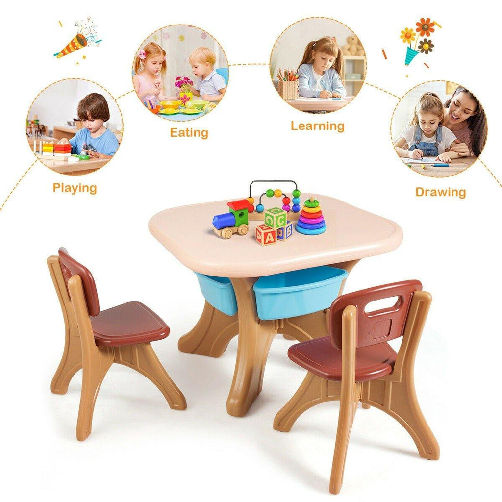 Kids Table and Chair Set, 3 Piece Activity Table - costzon