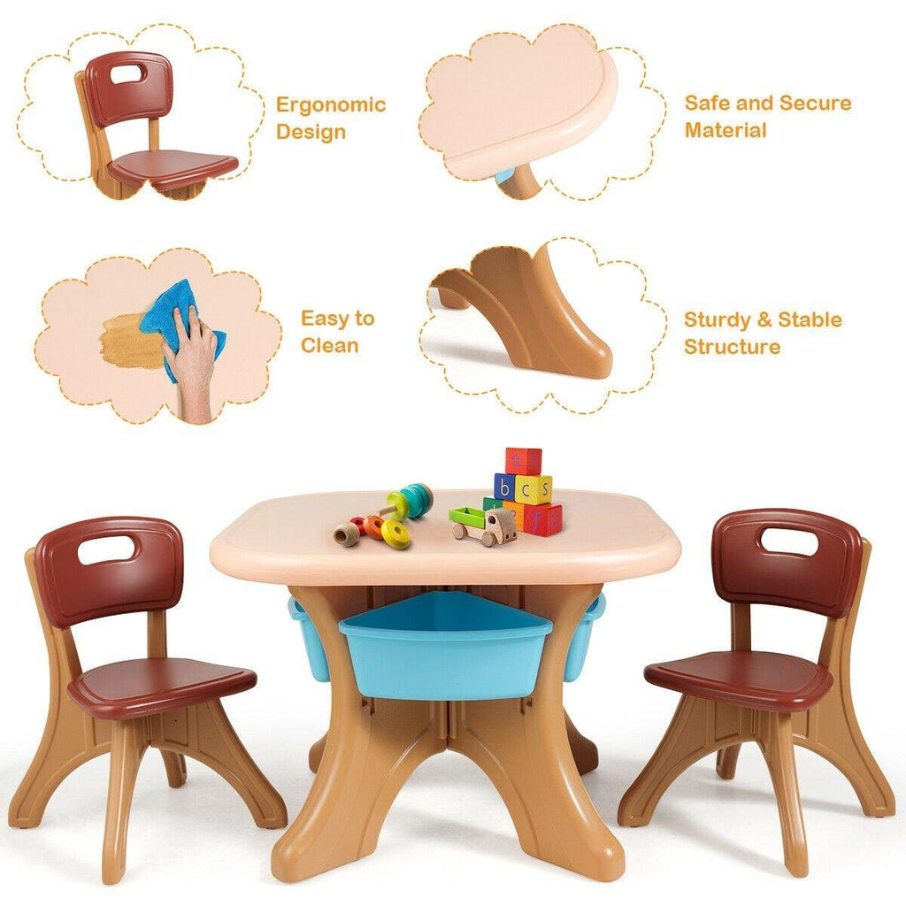 Kids Table and Chair Set, 3 Piece Activity Table - costzon