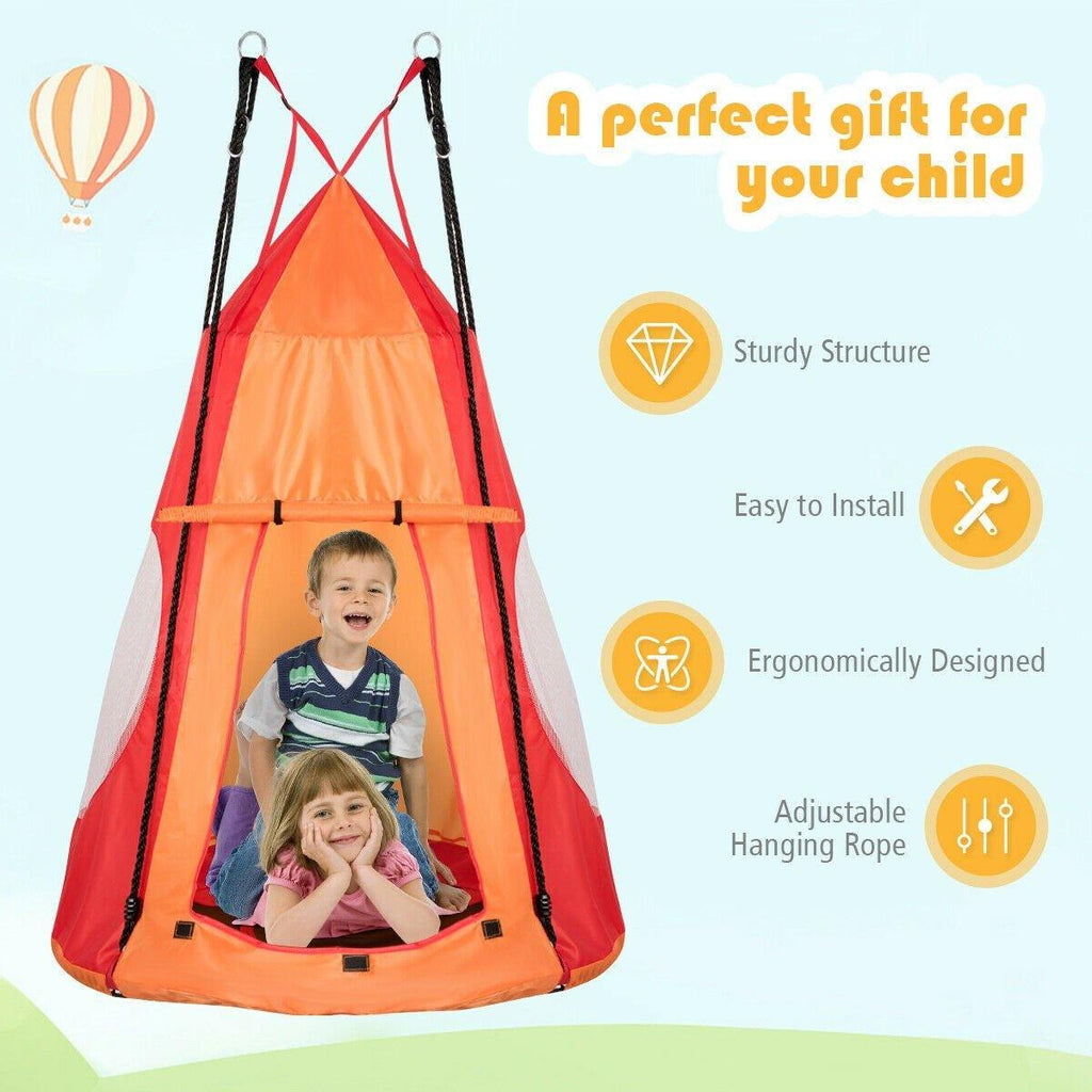 2 in 1 Kids Detachable Hanging Chair Swing Tent Set - costzon