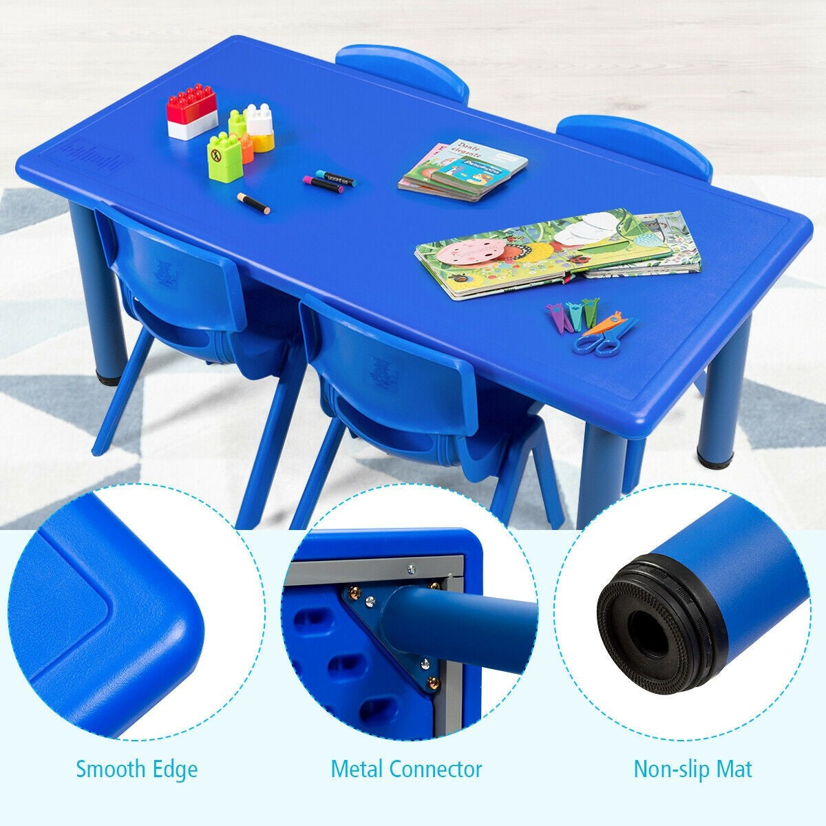 Costzon 47 x 23.5 Inch Rectangular Kids Table, Children School Activit ...