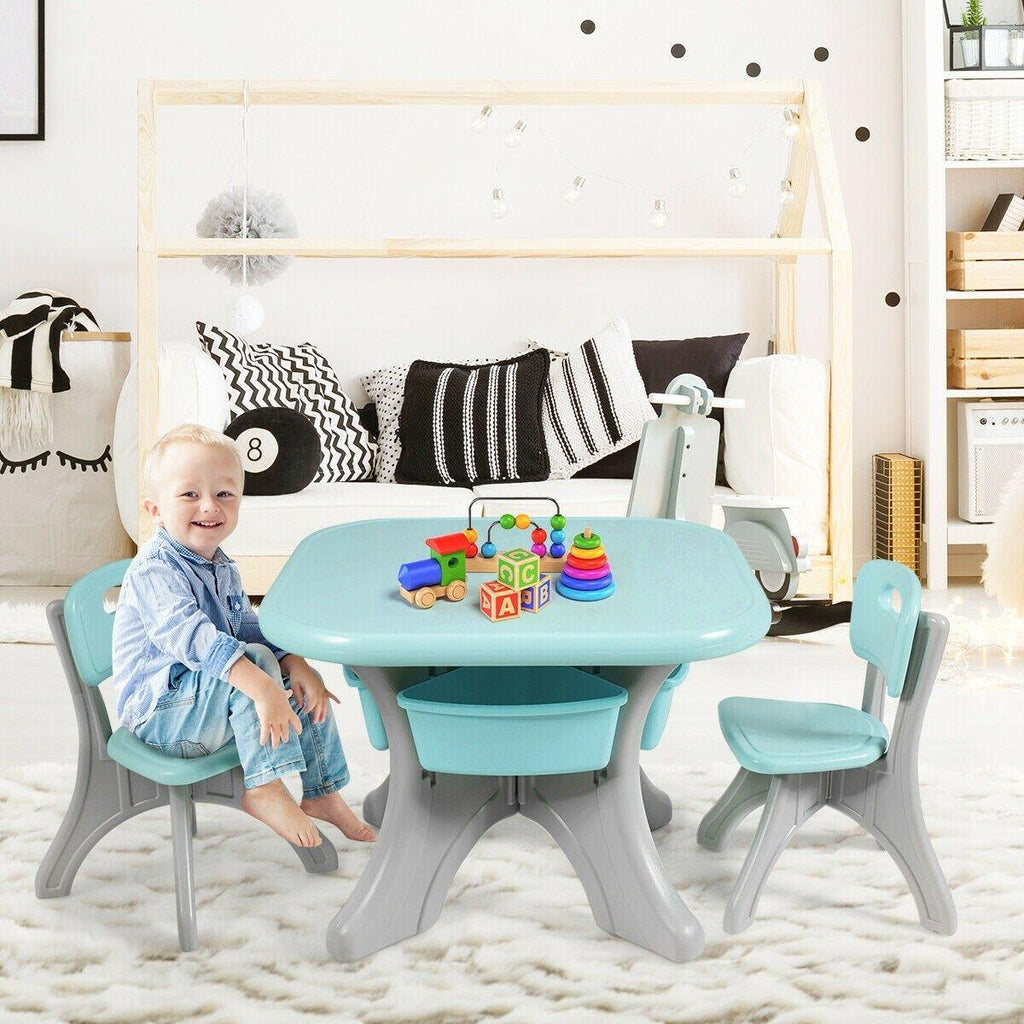 Kids Table and Chair Set, 3 Piece Activity Table - costzon