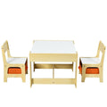 Costzon Kids Table and Chair Set, 3 in 1 Wooden Activity Table for Toddlers Arts, Crafts, Drawing, Reading, Playroom