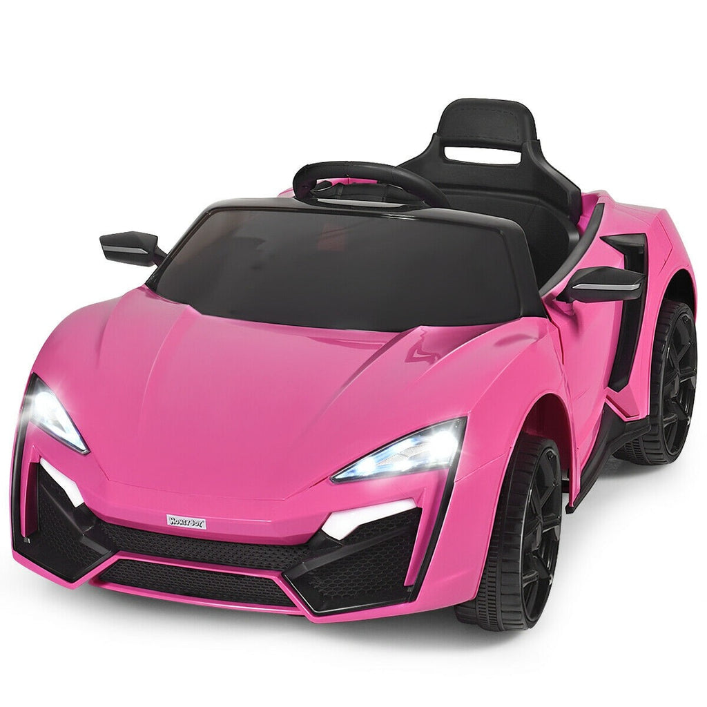 Costzon Pink Ride on Car, 12V Battery Powered Electric Vehicle w/ Manual & 2.4G Remote Control Modes - costzon