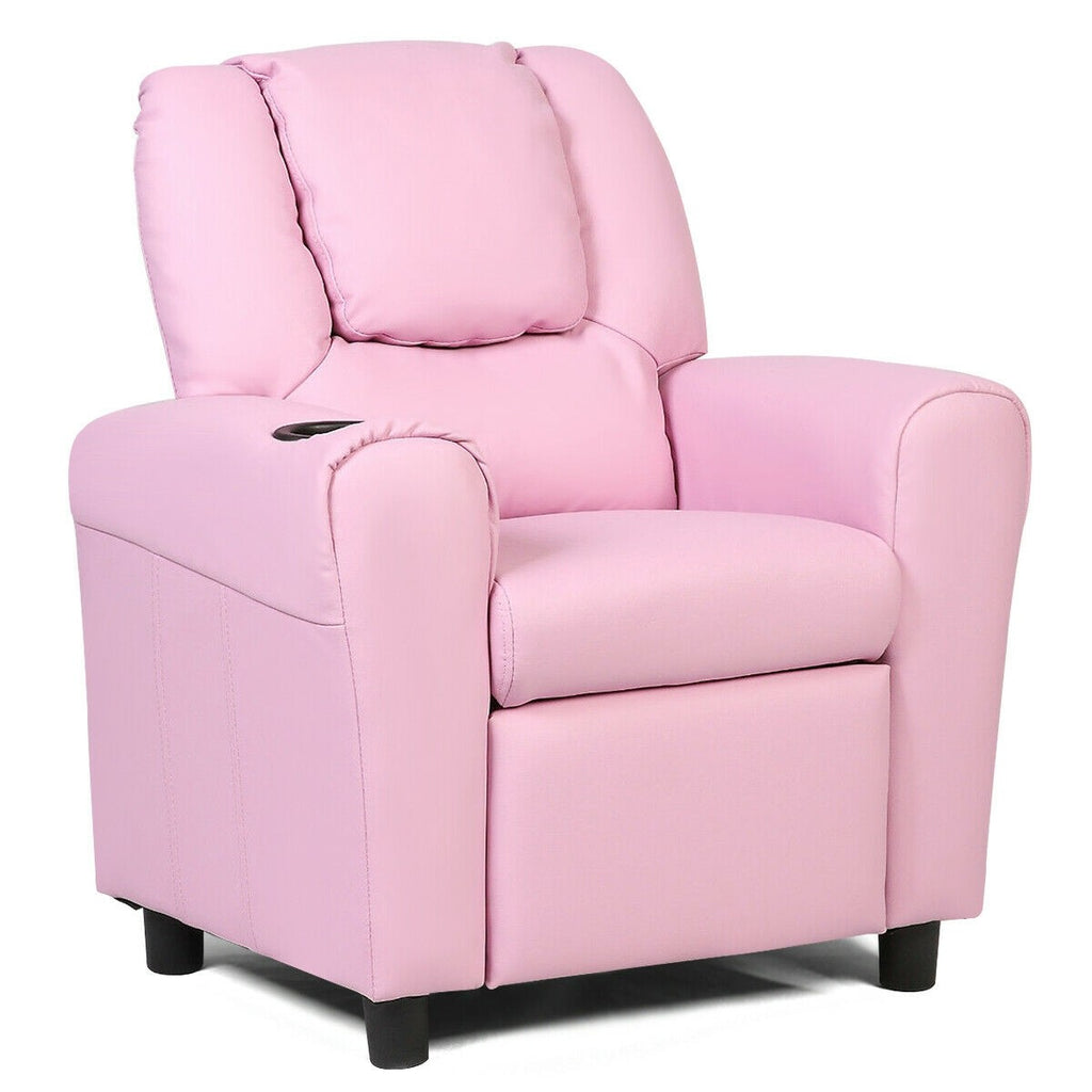 Kids Recliner Chair with Cup Holder Kids Room - costzon