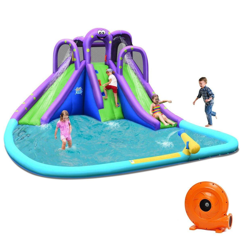 BOUNTECH Inflatable Water Park, Mighty Bounce House w/ Large Splash Pool, Climbing Wall - costzon