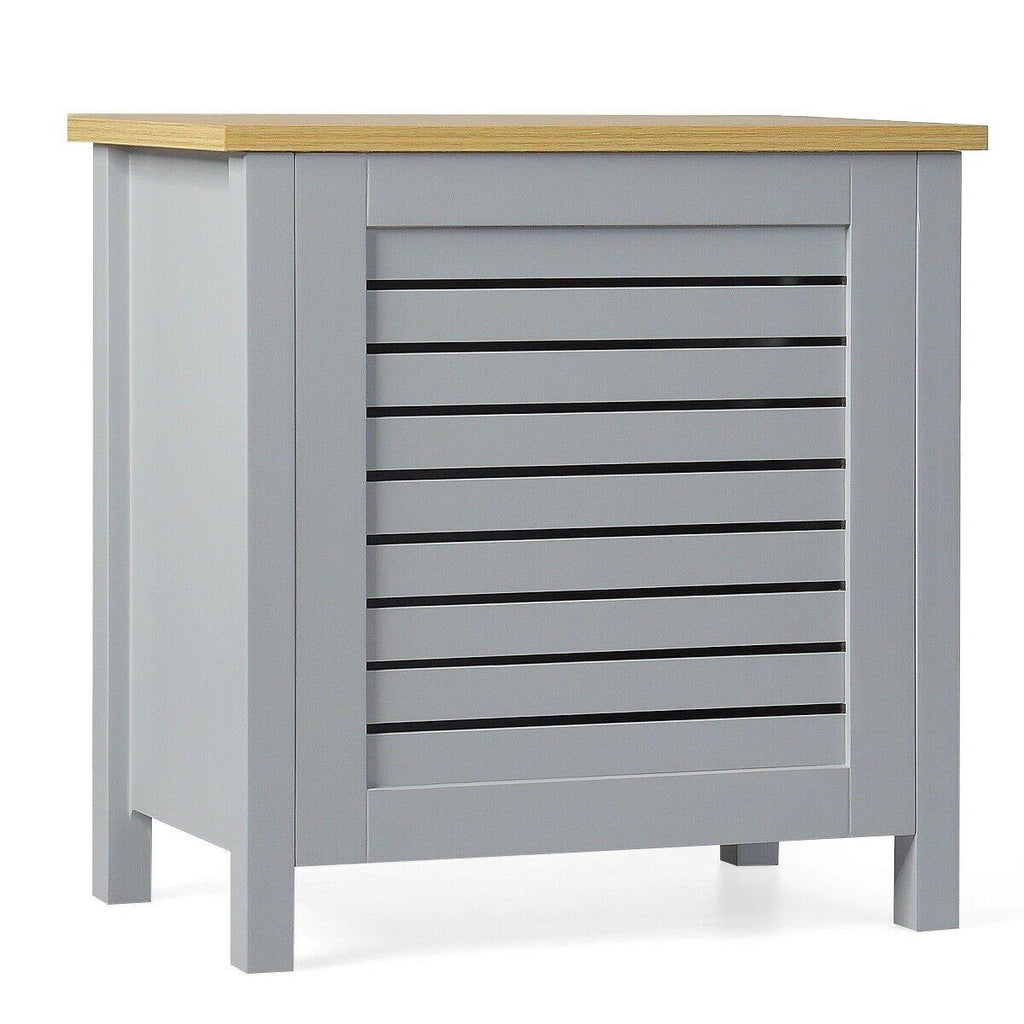 Costzon Wooden Toy Box Chest with Lid, Large Storage Cabinet with Louver Design for Storage (Grey) - costzon