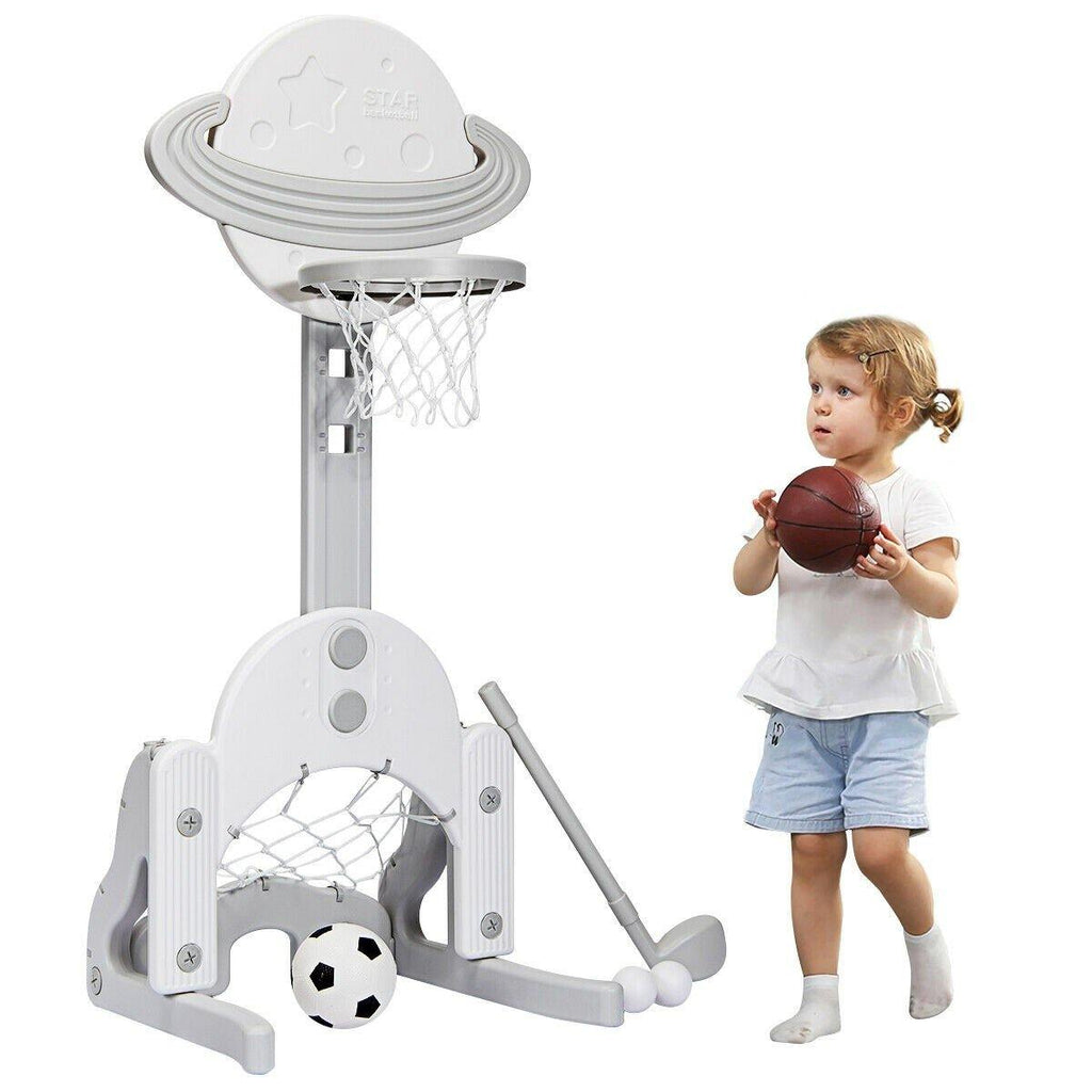 Costzon Kids Basketball Hoop, Toddler Sports Activity Center w/ 5 Adjustable Height Levels - costzon