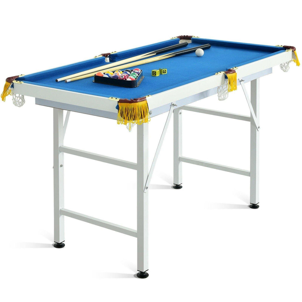 47" Folding Billiard Table, Pool Game Table Includes Cues - costzon
