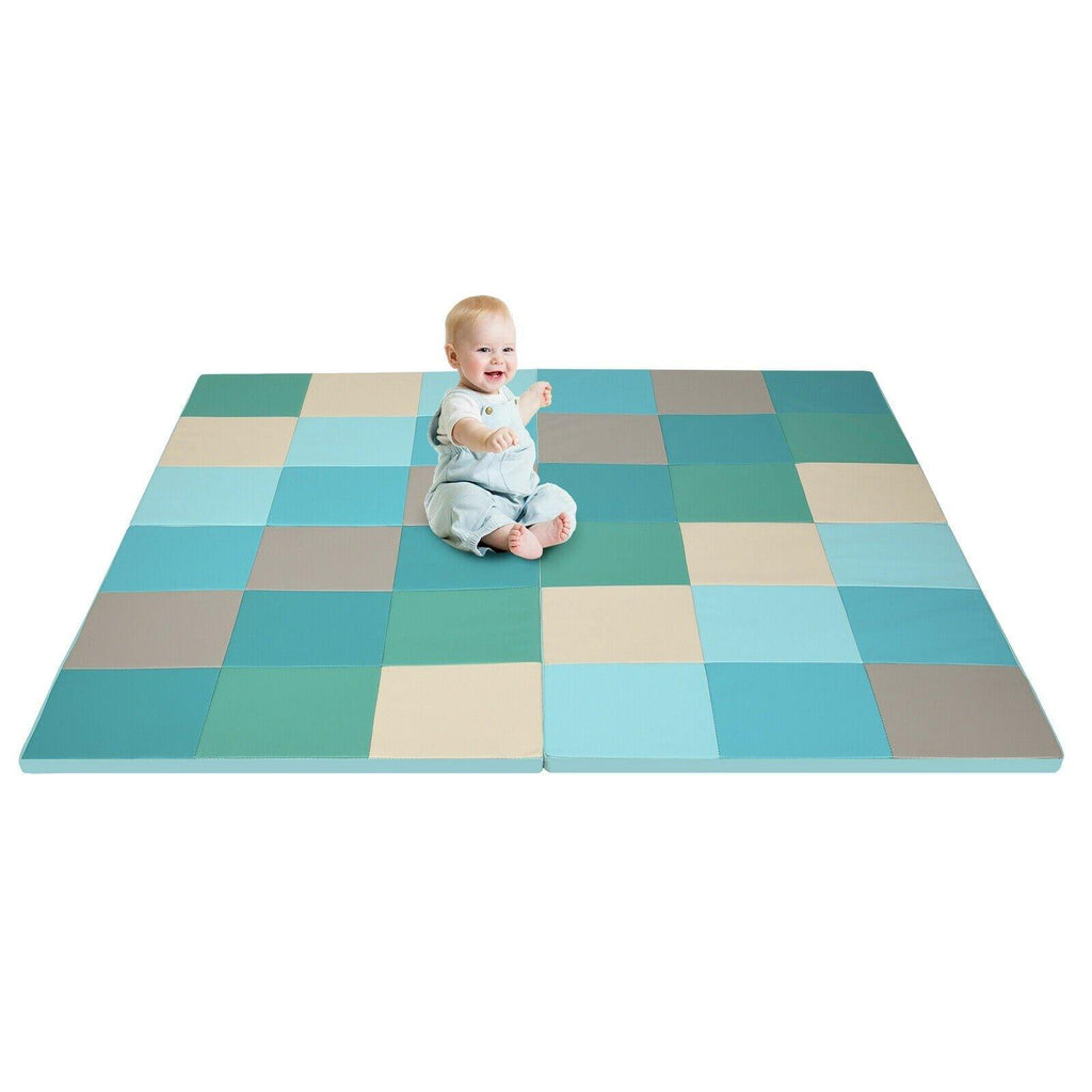 Costzon Toddler Foam Play Mat, Foldable Baby Foam Floor Mats, 58-Inch Square Soft Floor Mat for Baby - costzon