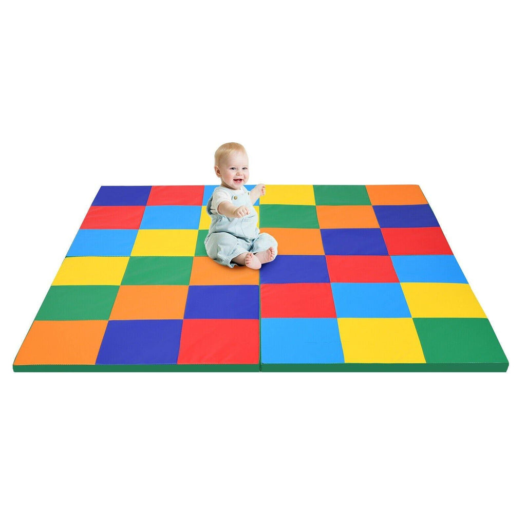 Costzon Toddler Foam Play Mat, Foldable Baby Foam Floor Mats, 58-Inch Square Soft Floor Mat for Baby - costzon