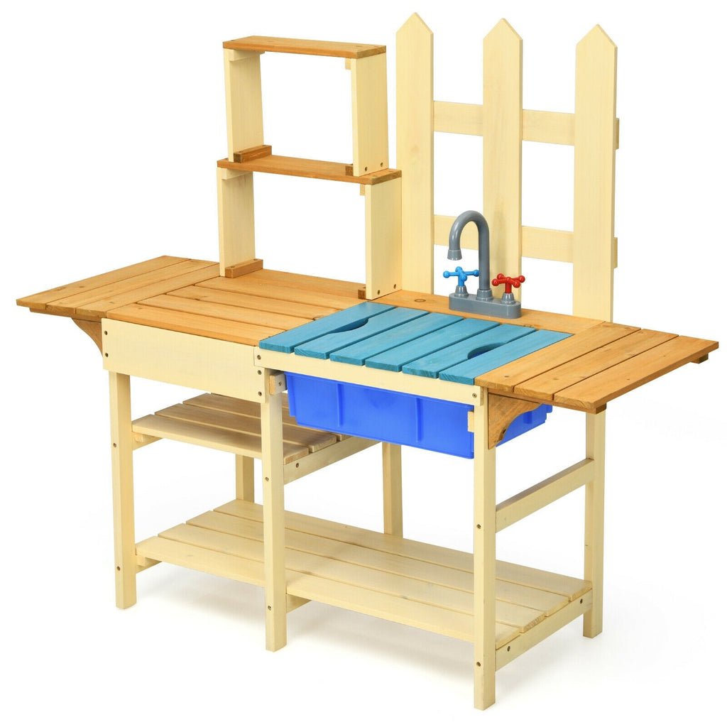 Costzon Kids Kitchen Playset, Outdoor Pretend Play Kitchen Set for Kids Toddler - costzon