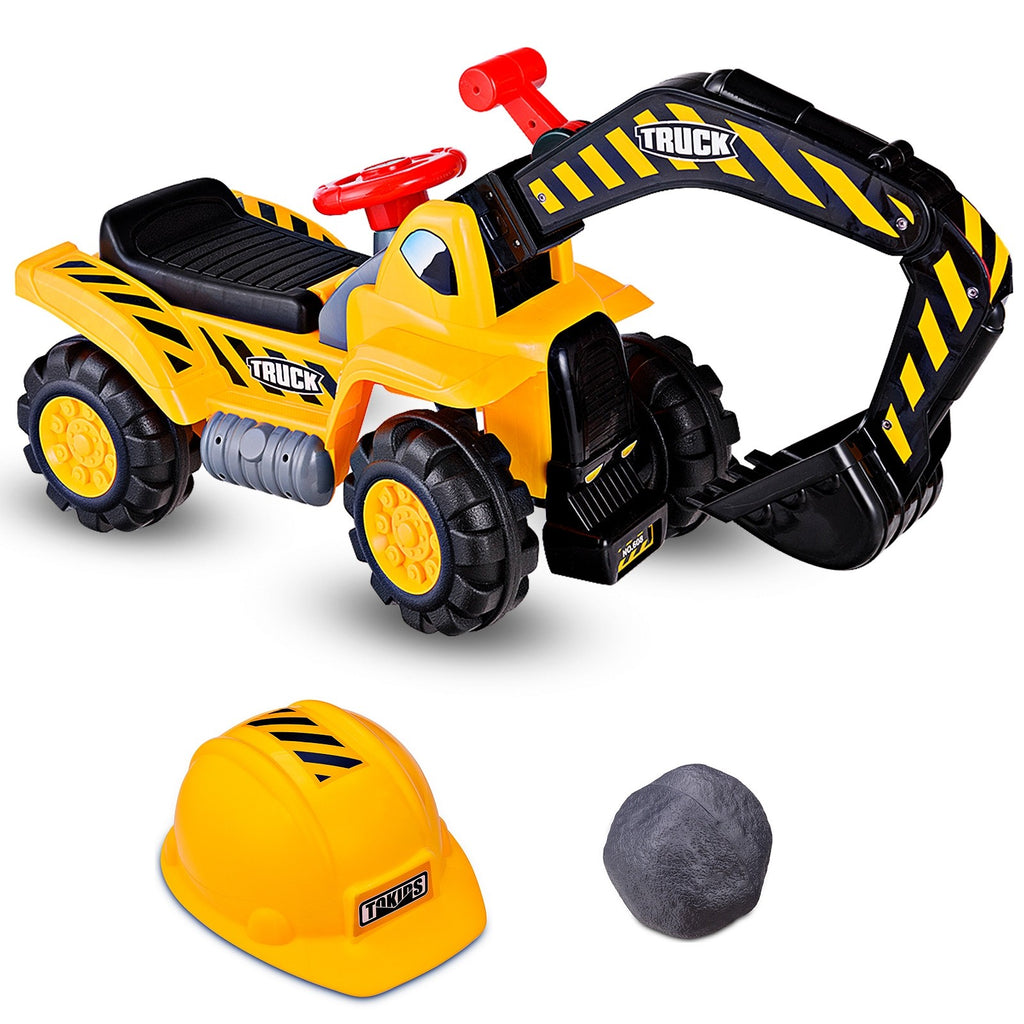 Kids Ride On Construction Excavator, Outdoor Digger Scooper Tractor Toy - costzon