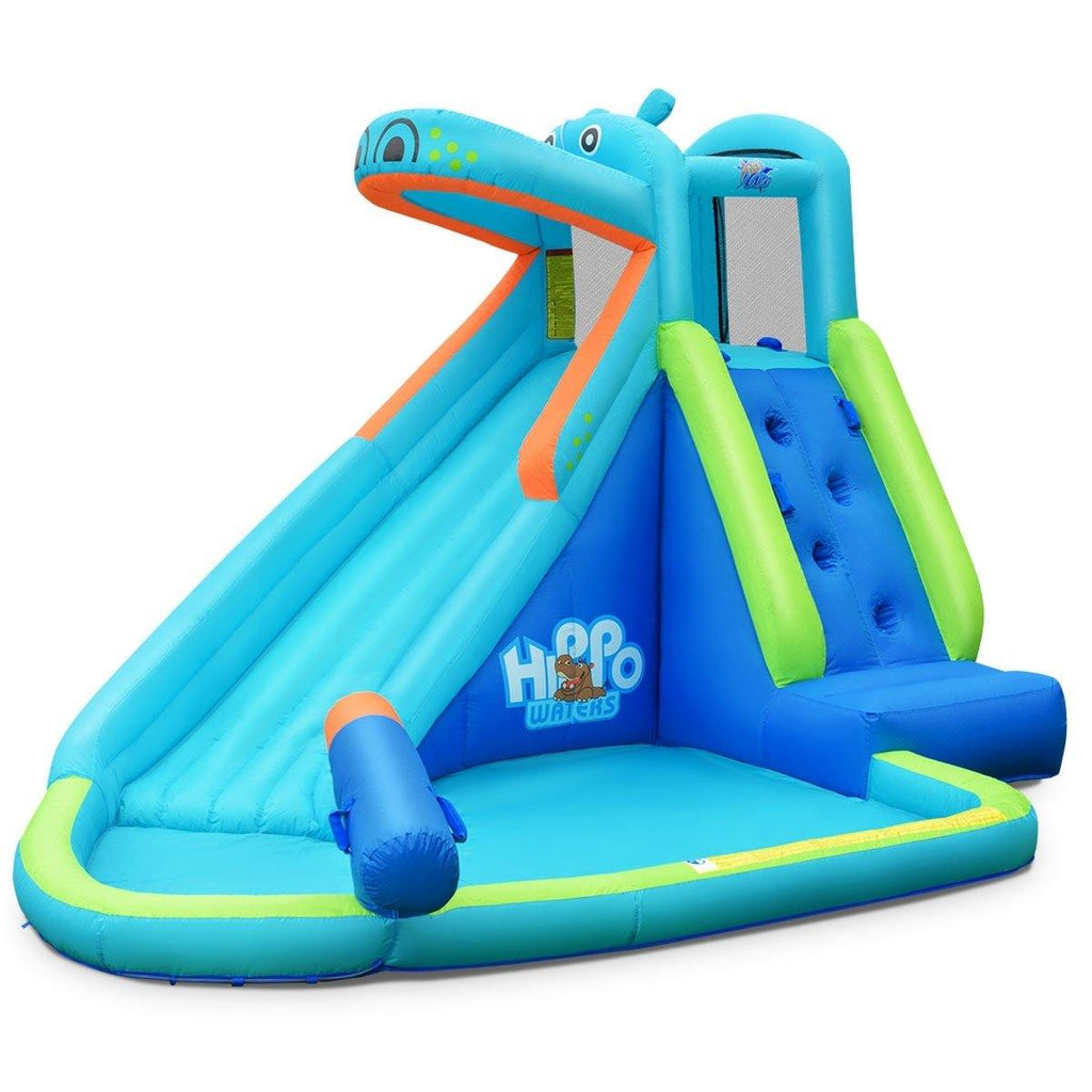 Inflatable Water Slide, Hippo Themed Bounce Hous - costzon