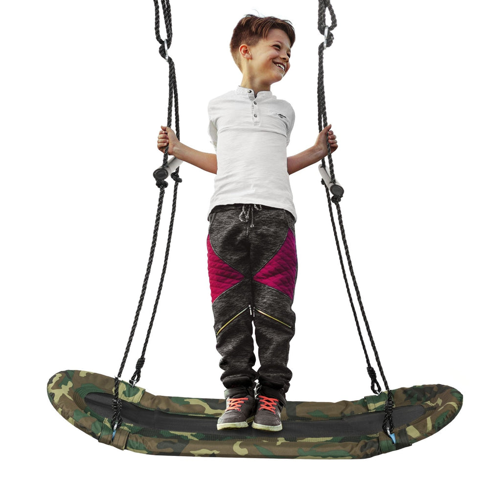 Costzon Saucer Tree Swing, Hanging Platform Surfing Tree Swing w/ Soft Padded Edge (Camo Green) - costzon