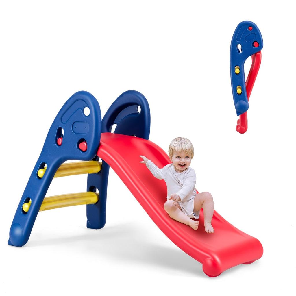 Joy Folding Slide, Indoor First Slide Plastic Play Slide Climber Kids (Ellipse Rail) - costzon