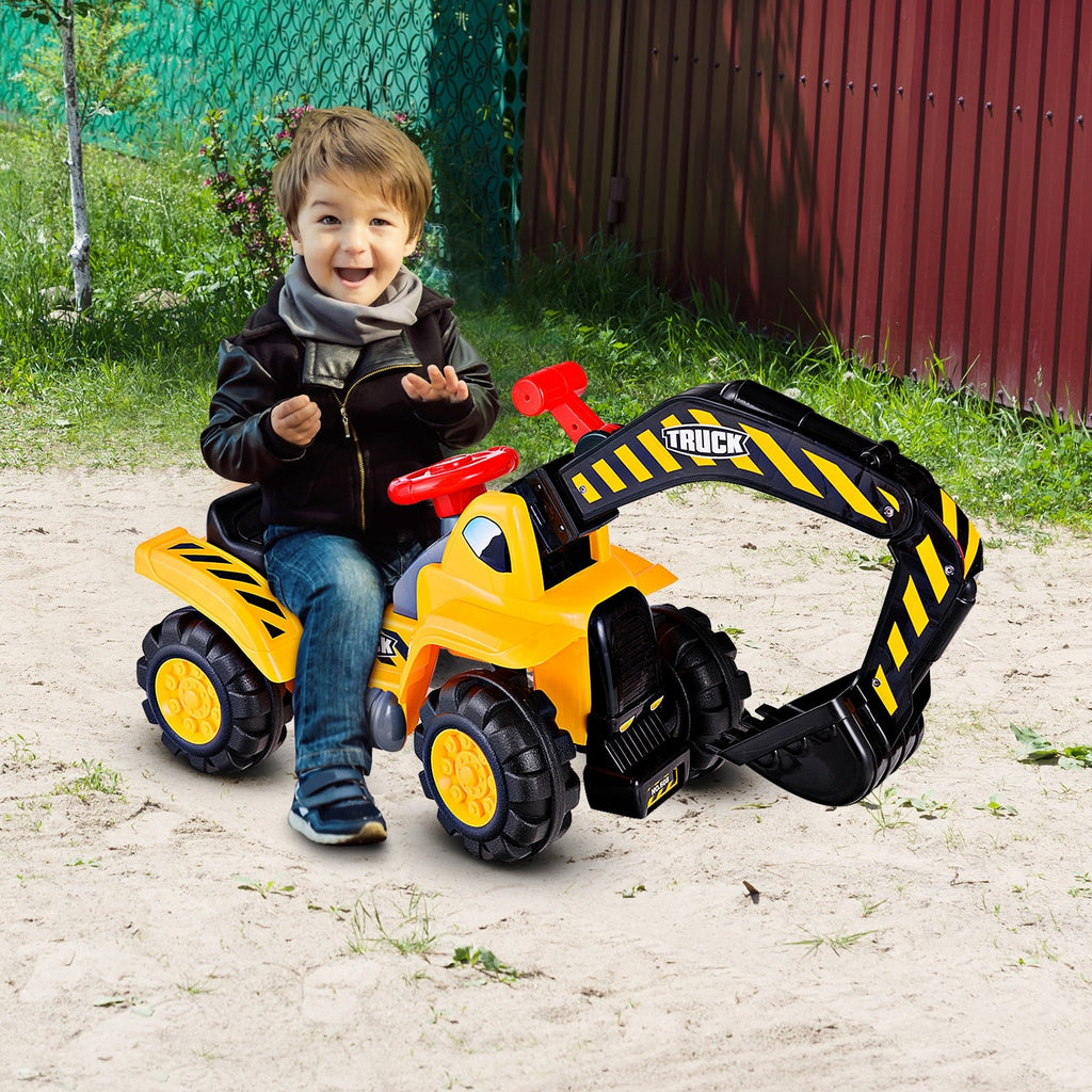 Kids Ride On Construction Excavator, Outdoor Digger Scooper Tractor Toy - costzon