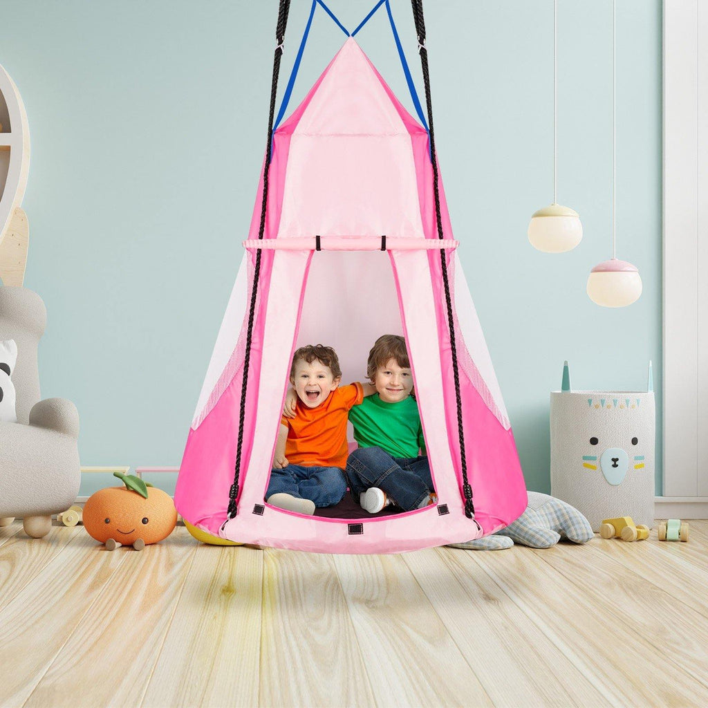 2 in 1 Kids Detachable Hanging Chair Swing Tent Set - costzon