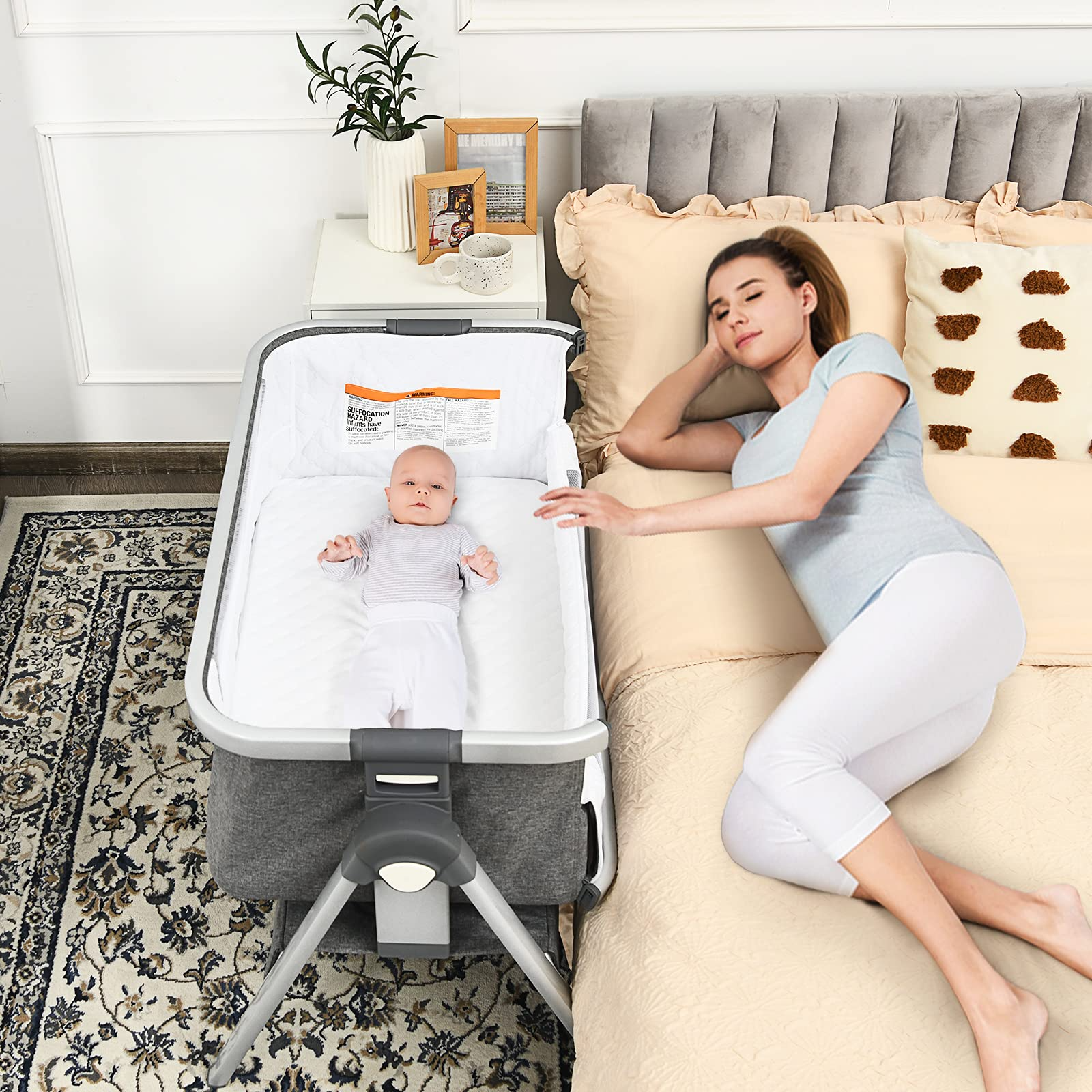 BABY JOY Baby Bassinet Portable Bassinet Bedside Sleeper w Mattress Carrying Bag