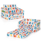 Costzon Kids Sofa, 2 in 1 Flip Open Couch w/Sturdy Sponge Construction, Velvet Fabric, Storage Pockets