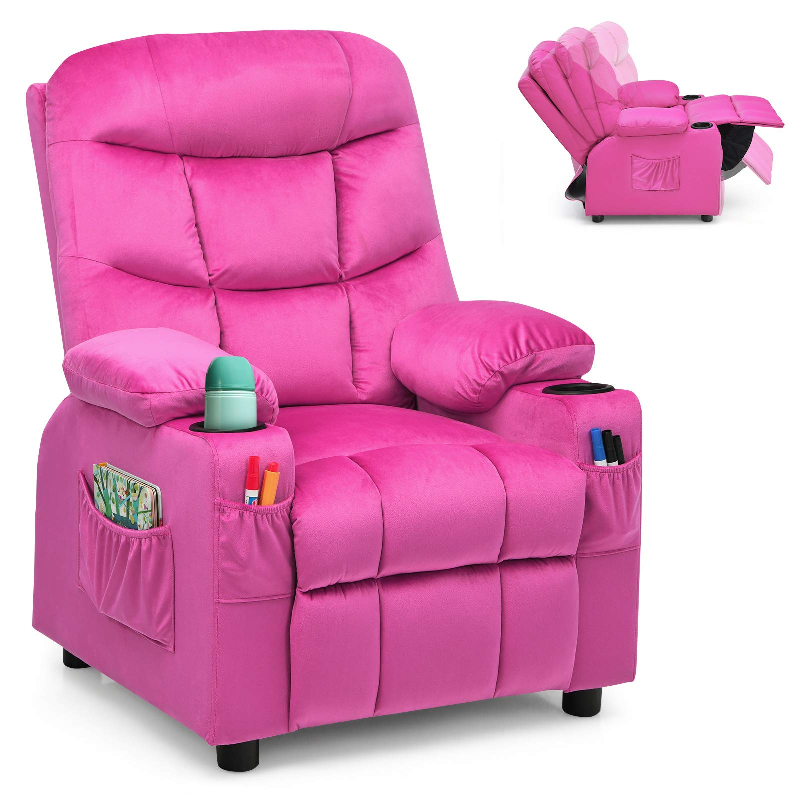 Pink online leather recliner