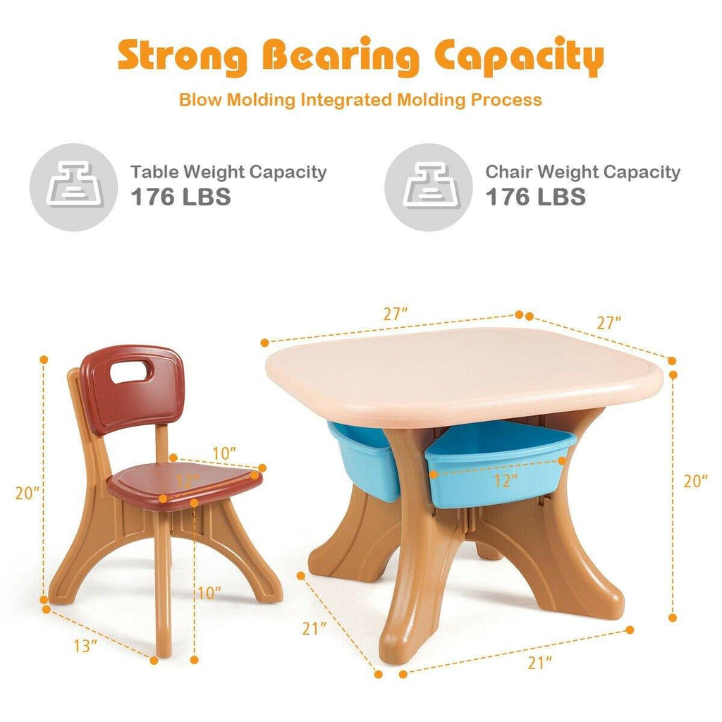 Kids Table and Chair Set, 3 Piece Activity Table - costzon