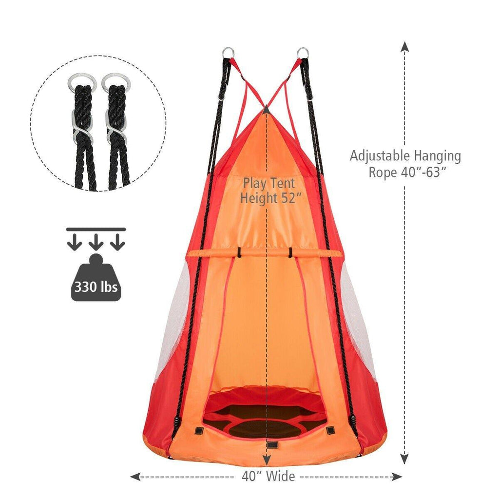 2 in 1 Kids Detachable Hanging Chair Swing Tent Set - costzon