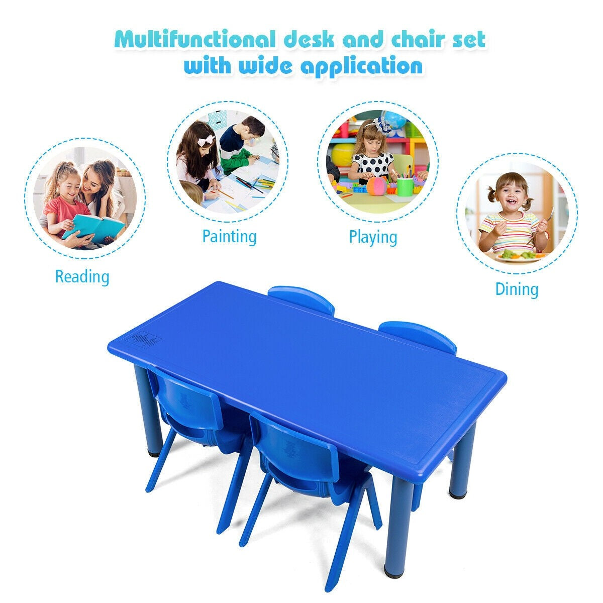 Costzon 47 x 23.5 Inch Rectangular Kids Table, Children School Activit ...