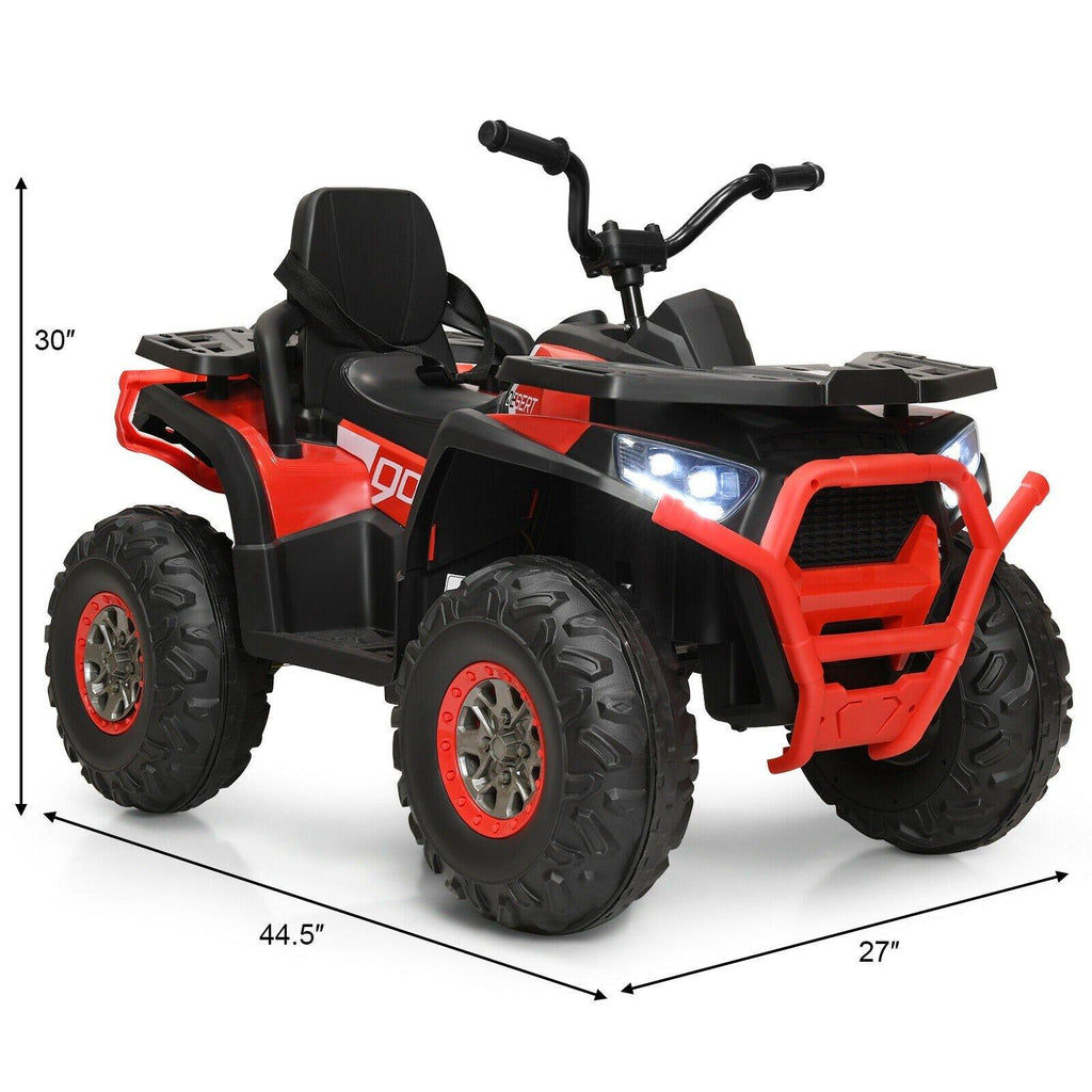 Costzon Ride on ATV, 12V Battery Powered Electric Vehicle w/ Safety Belt, LED Lights - costzon