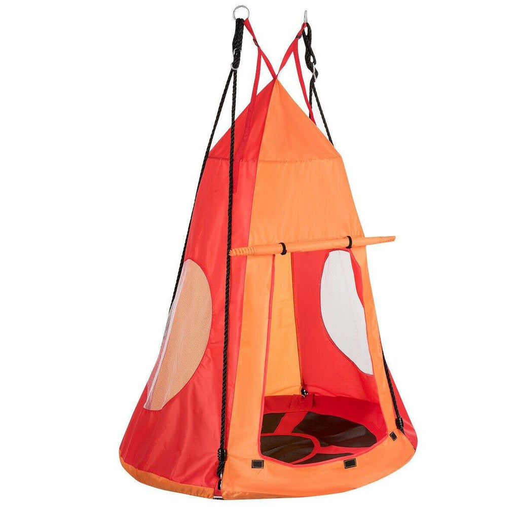 2 in 1 Kids Detachable Hanging Chair Swing Tent Set - costzon