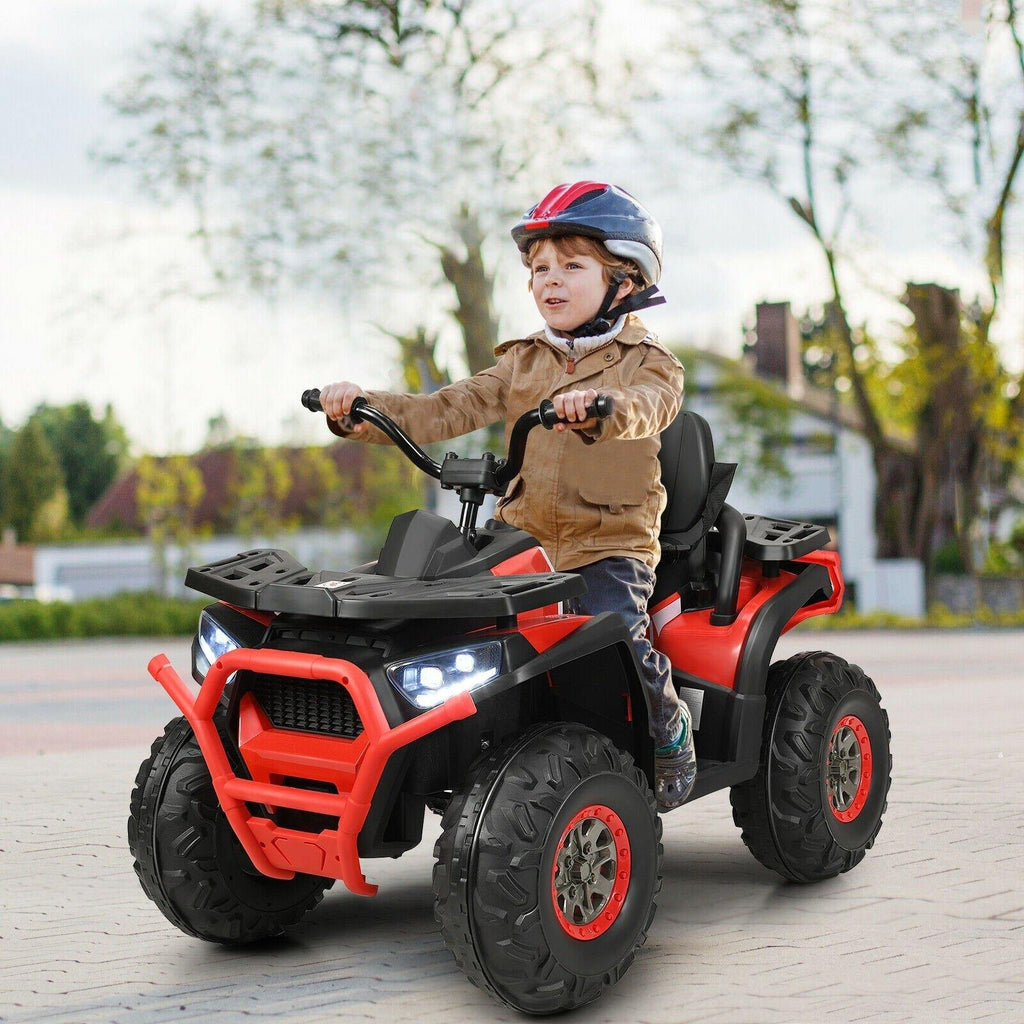 Costzon Ride on ATV, 12V Battery Powered Electric Vehicle w/ Safety Belt, LED Lights - costzon