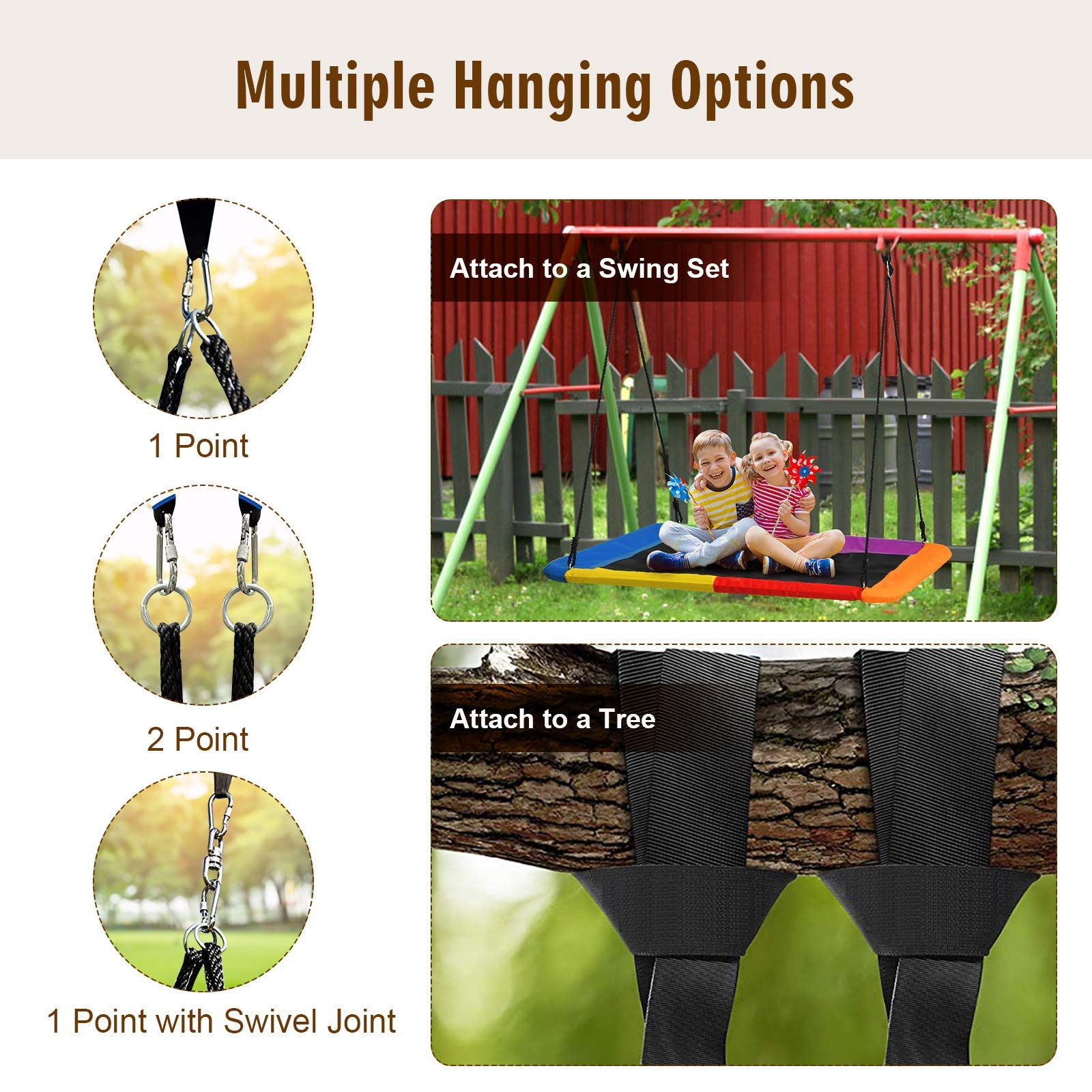 Costzon 700lb Giant 60'' Platform Saucer Tree Swing Set for Kids