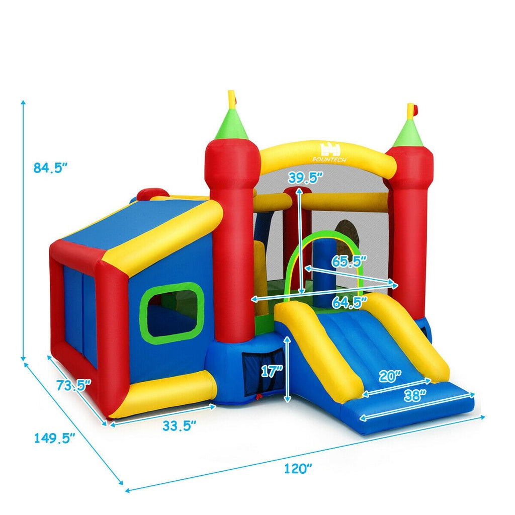 Costzon Inflatable Bounce House, 7-in-1 Jump and Slide Bouncer w/ Basketball Rim(Without Blower) - costzon