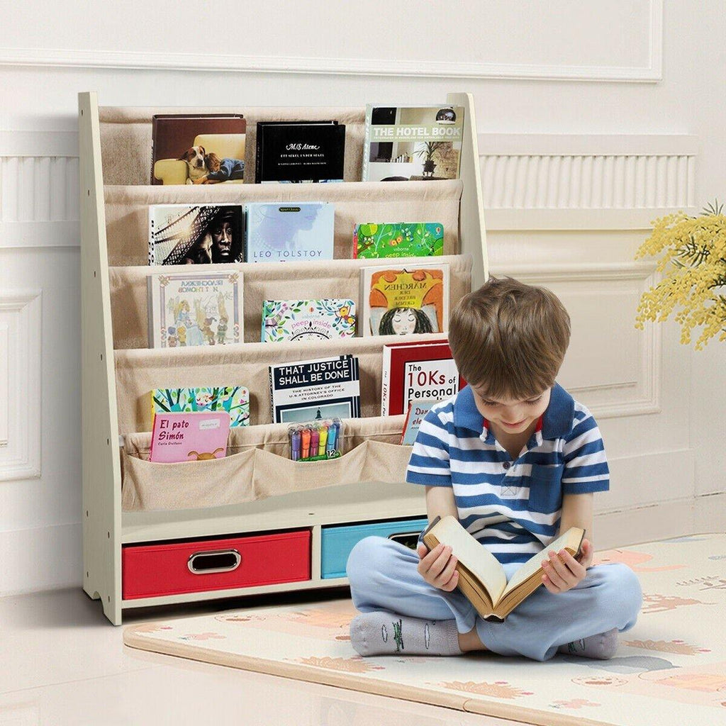 Costzon Bookshelf for Kids, 2 in 1 Children Display Bookcase Classroom Storage Organizer - costzon