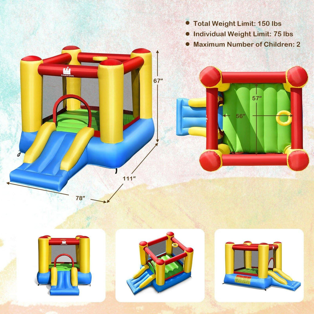 BOUNTECH Inflatable Bounce House, Kids Jump 'n Slide Bouncer with Jumping Area (with 300W Air Blower) - costzon