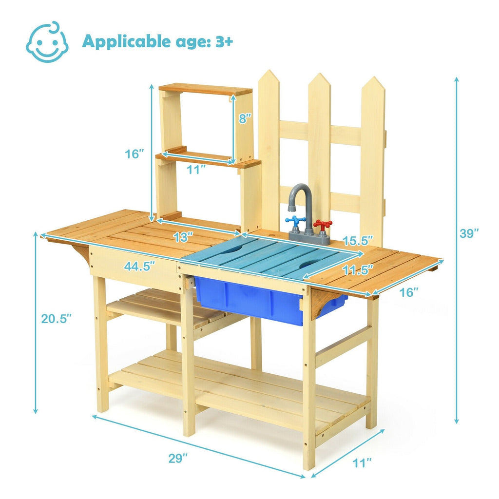 Costzon Kids Kitchen Playset, Outdoor Pretend Play Kitchen Set for Kids Toddler - costzon