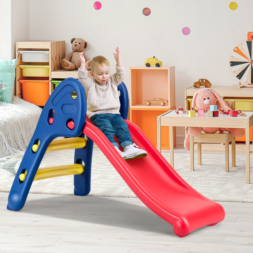 Joy Folding Slide, Indoor First Slide Plastic Play Slide Climber Kids (Ellipse Rail) - costzon