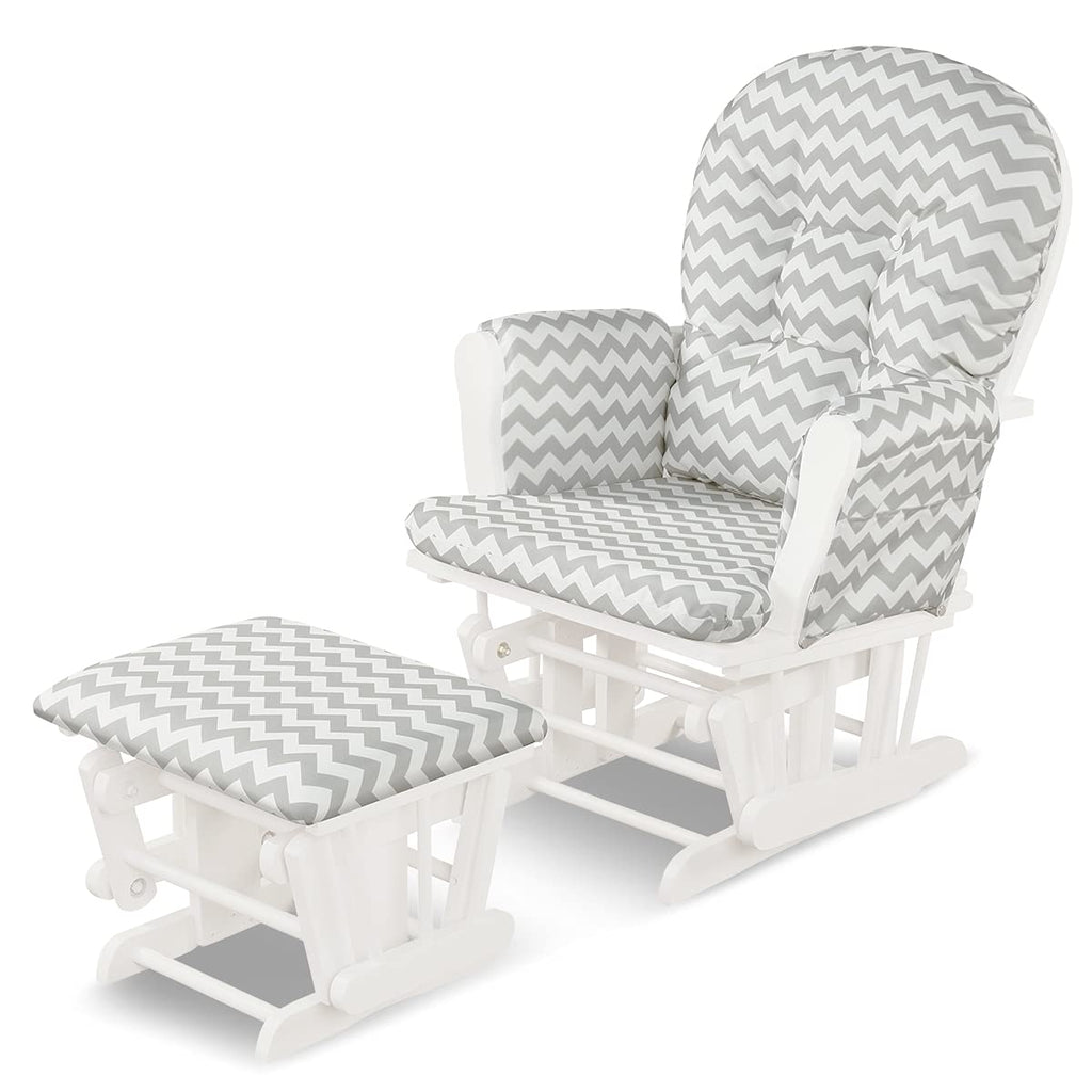  Glider and Ottoman Set, Wood Glider Rocker - Costzon