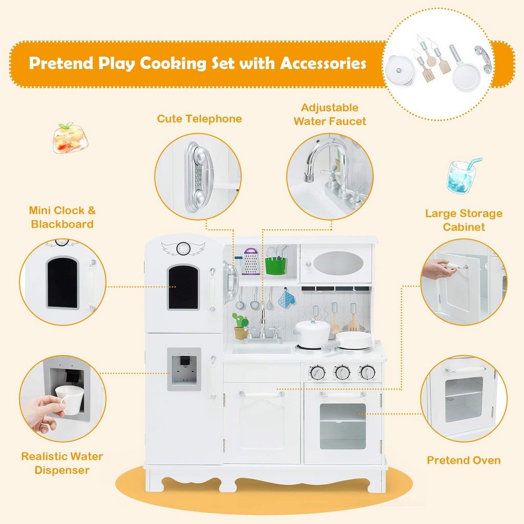 Wooden Pretend Cooking Playset - Costzon