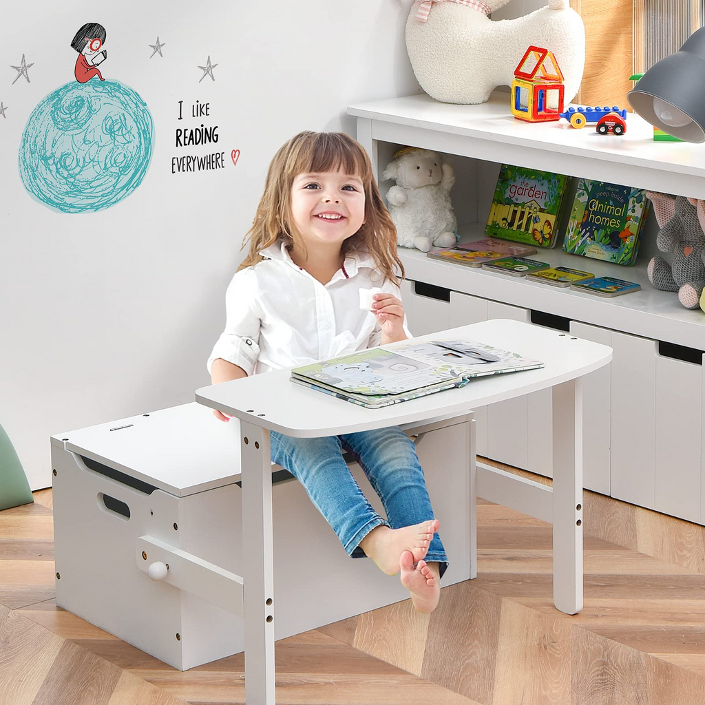 Convertible Toy Storage Bench with Built-in Handle for Kindergarten  -  Costzon