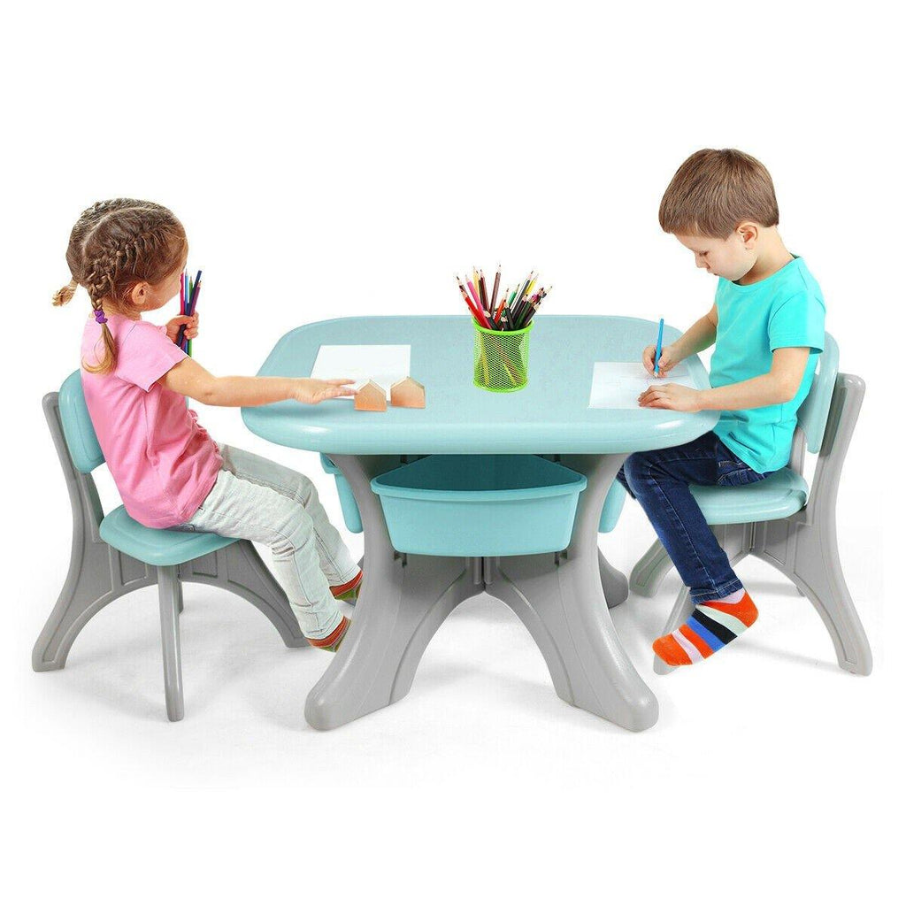 Kids Table and Chair Set, 3 Piece Activity Table - costzon