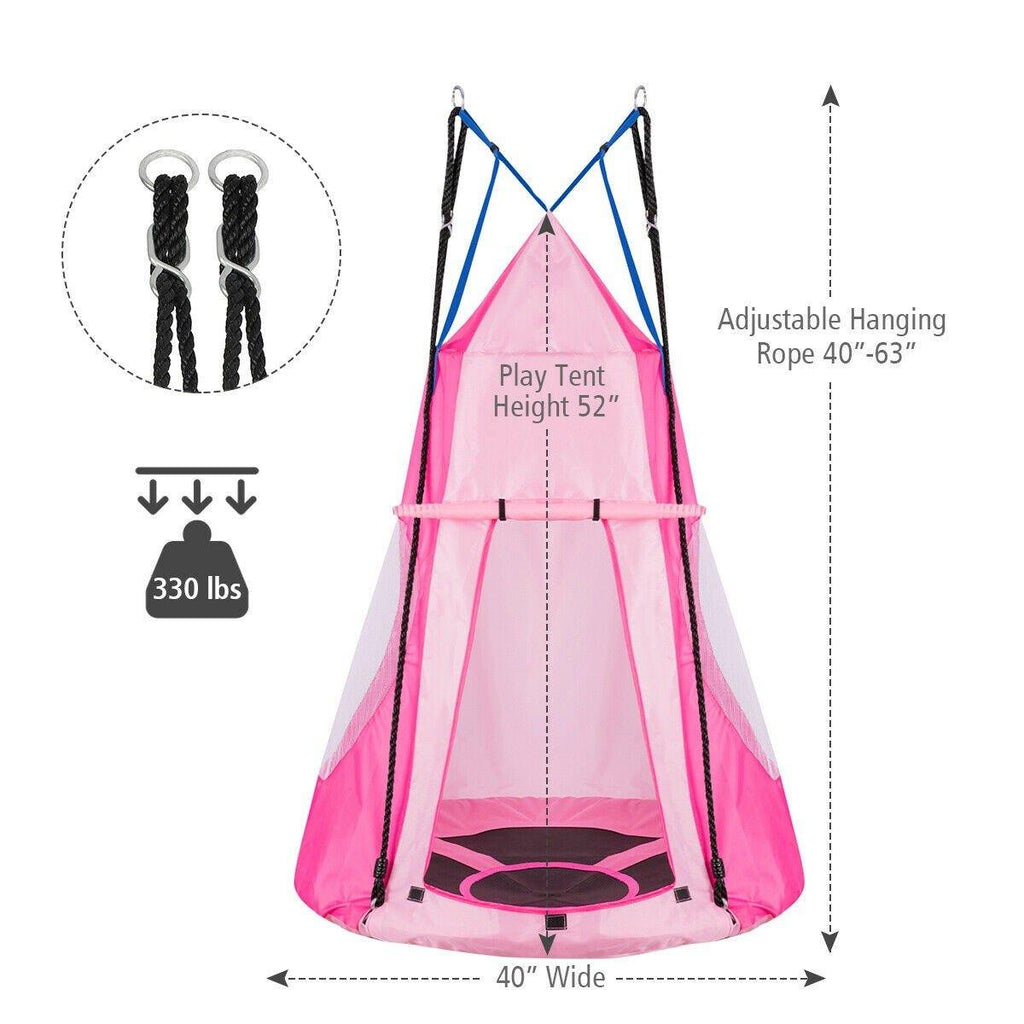 2 in 1 Kids Detachable Hanging Chair Swing Tent Set - costzon