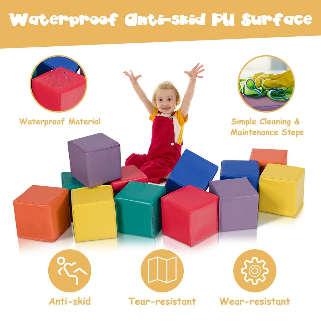 Costzon Soft Blocks, Toddler Foam Block Playset for Safe Active Play and Building (5.5-Inch, 12-Piece) - costzon