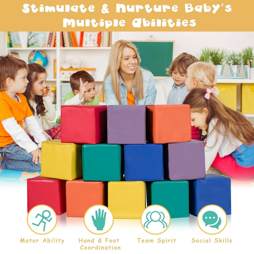 Costzon Soft Blocks, Toddler Foam Block Playset for Safe Active Play and Building (5.5-Inch, 12-Piece) - costzon