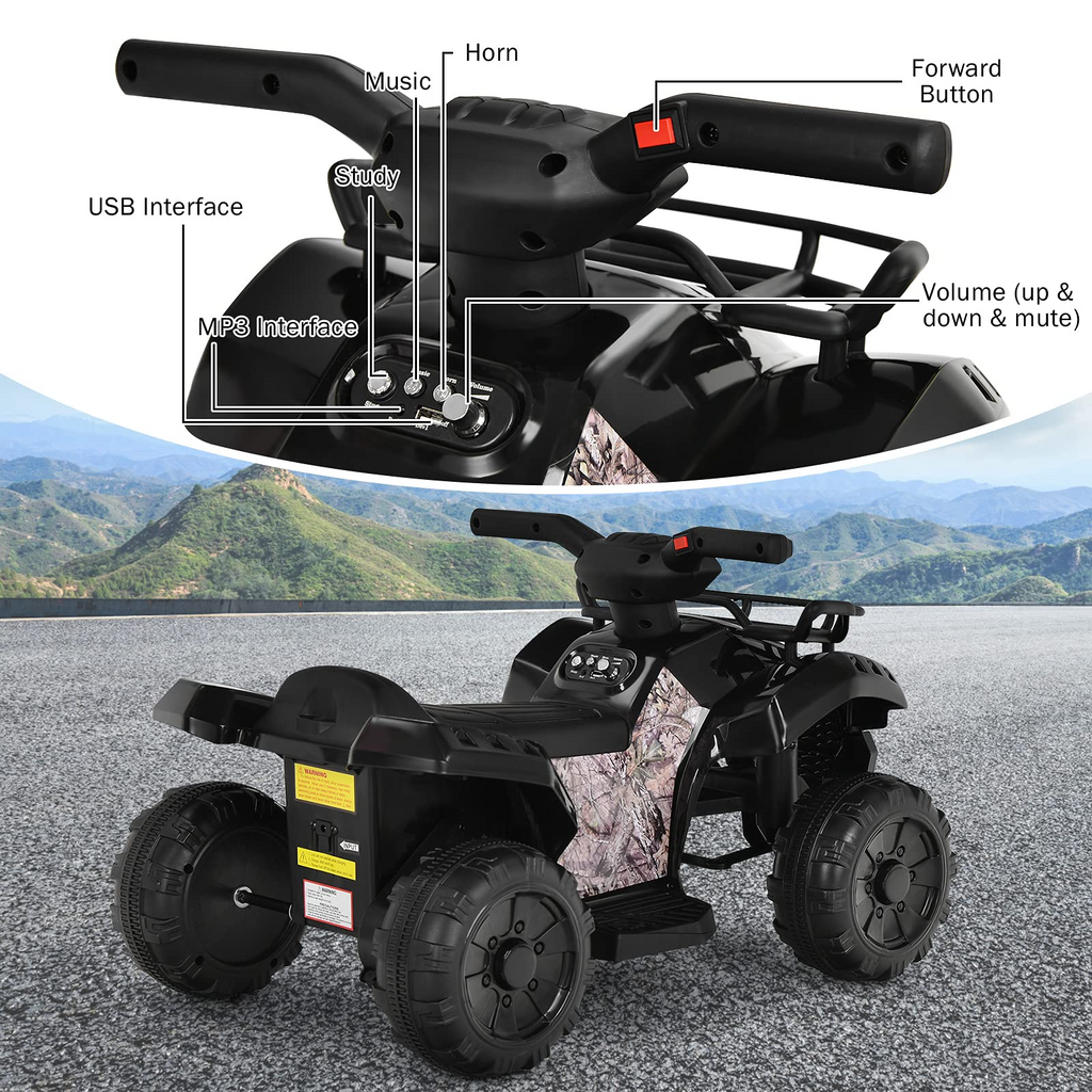 Kids ATV, 6V Battery Powered Electric Vehicle - Tangkula