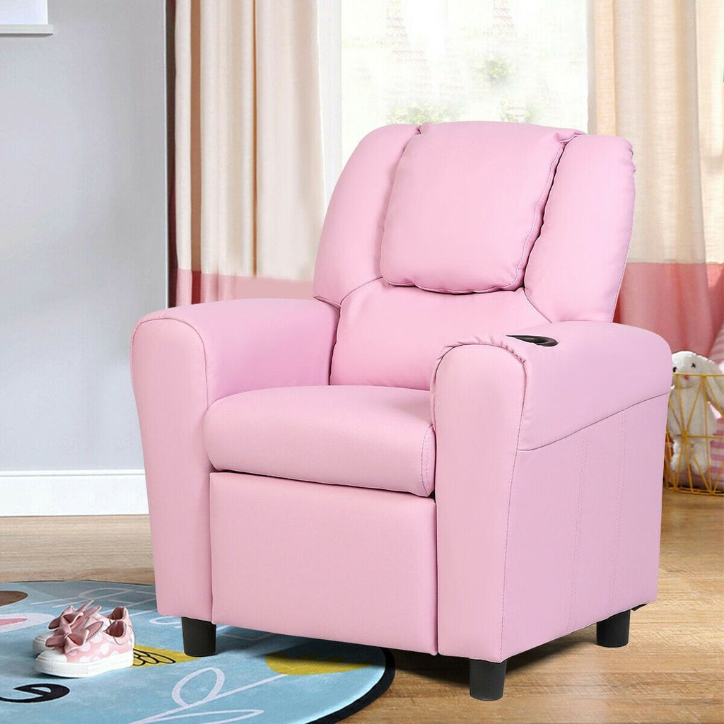 Kids Recliner Chair with Cup Holder Kids Room - costzon