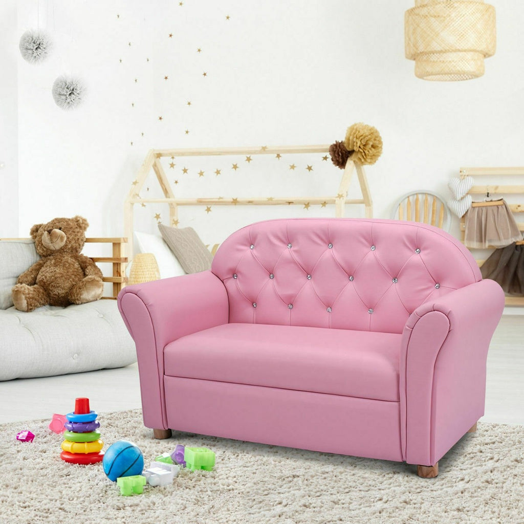 Kids, PU Leather Upholstered, Sturdy Wood Construction - costzon