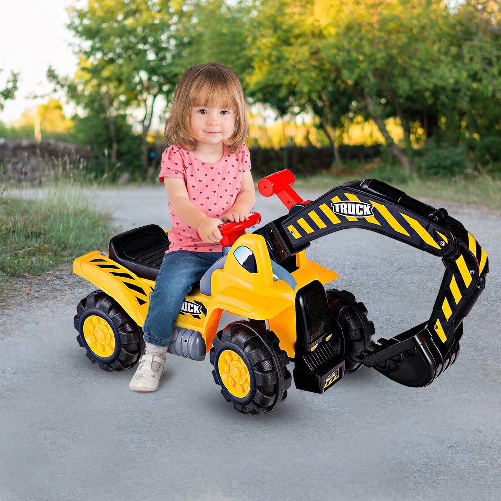 Kids Ride On Construction Excavator, Outdoor Digger Scooper Tractor Toy - costzon