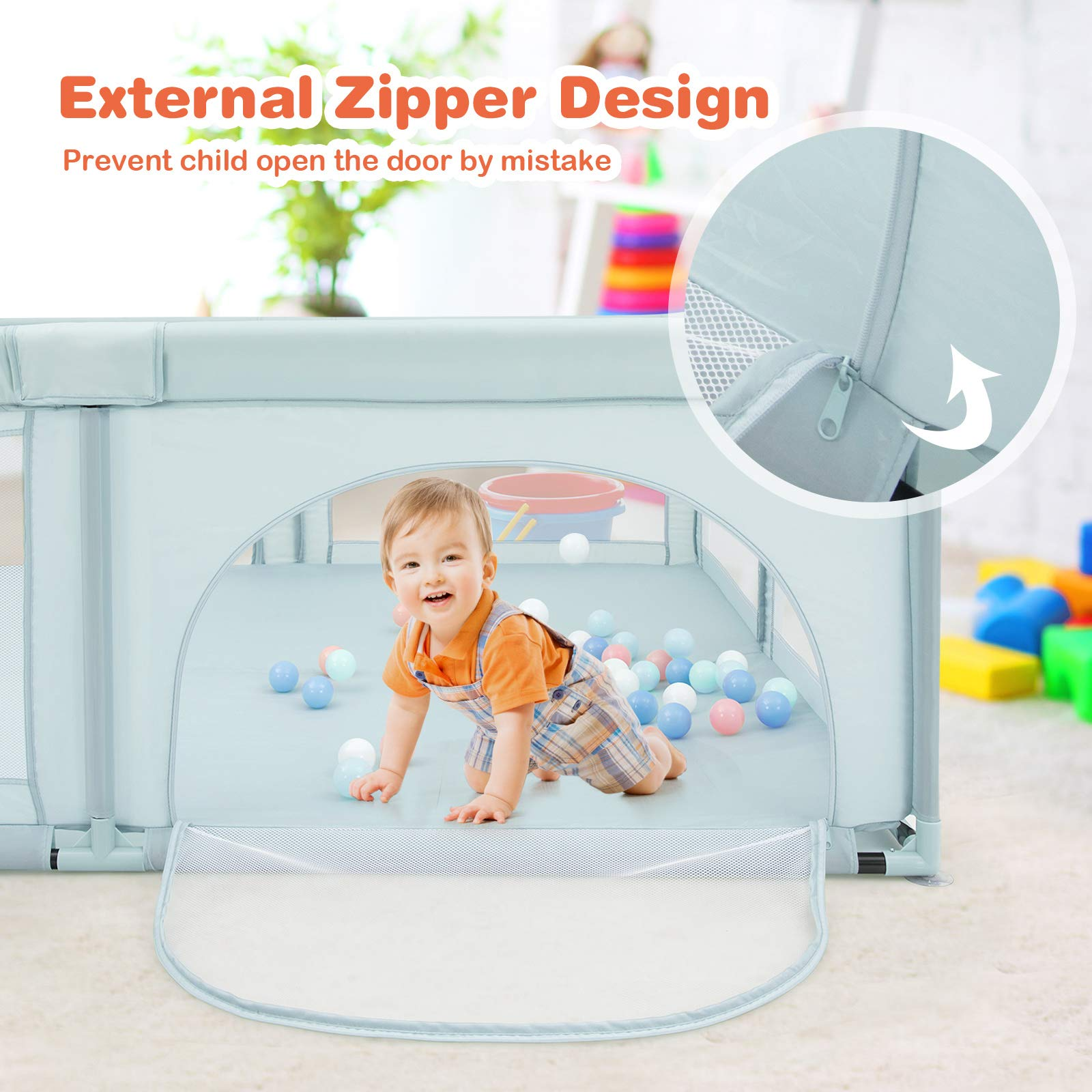Costzon Baby Playpen, Extra Large Playpen for Toddlers Baby, 81" x 73" x 27"