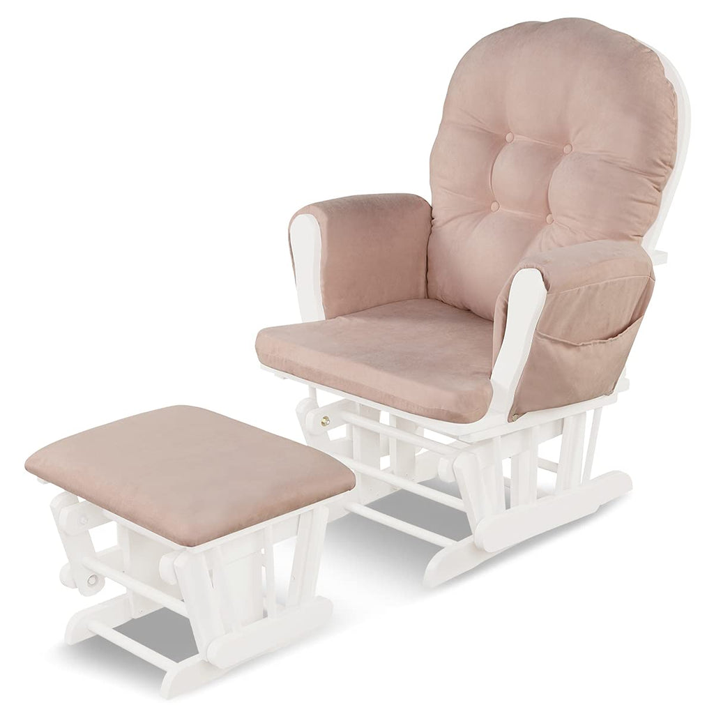  Glider and Ottoman Set, Wood Glider Rocker - Costzon