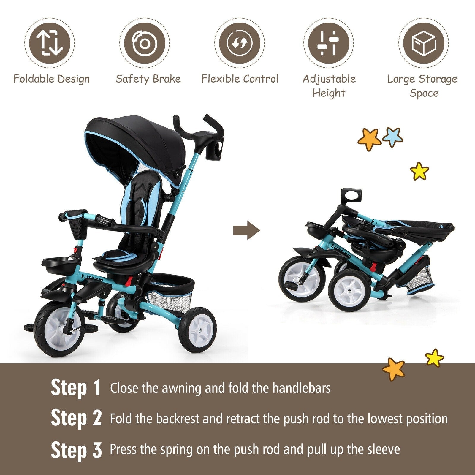Amazon Push Stroller Bike BABY JOY Baby Tricycle, 7-in-1 Kids